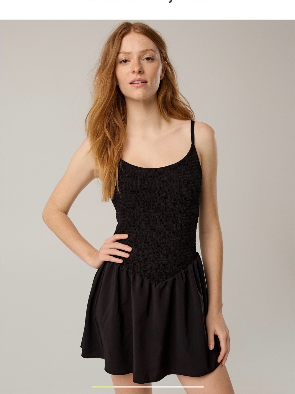 American Eagle Outfitters Black Smocked Skater Dress